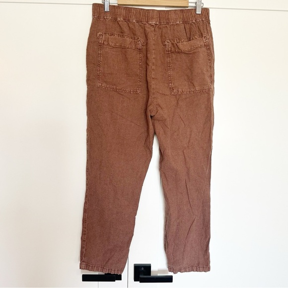 Anthropologie Pilcro Linen Drawstring Pants Medium Brown pockets coastal boho - Picture 6 of 12